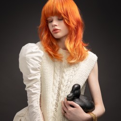 studiogiovetti fashion red hair white dress black duck wella